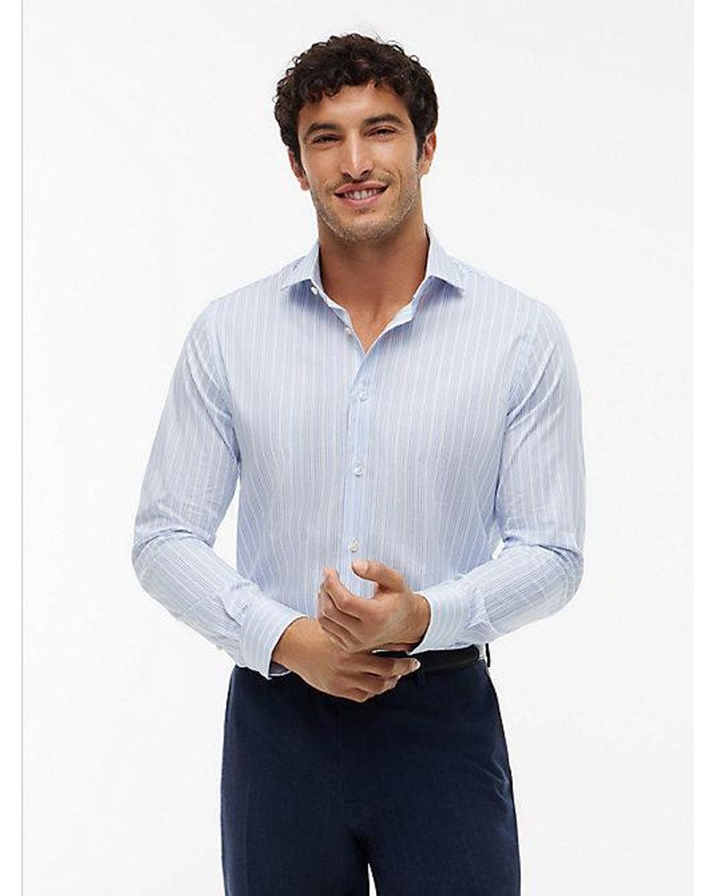 Tommy Hilfiger White New York Label Slim Fit Flex Collar Shirt for men