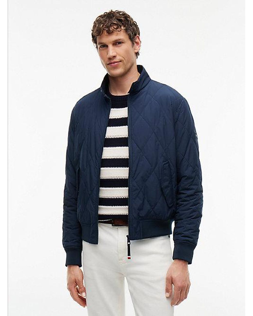 Tommy Hilfiger Blue Water Repellent Packable Quilted Harrington Jacket for men