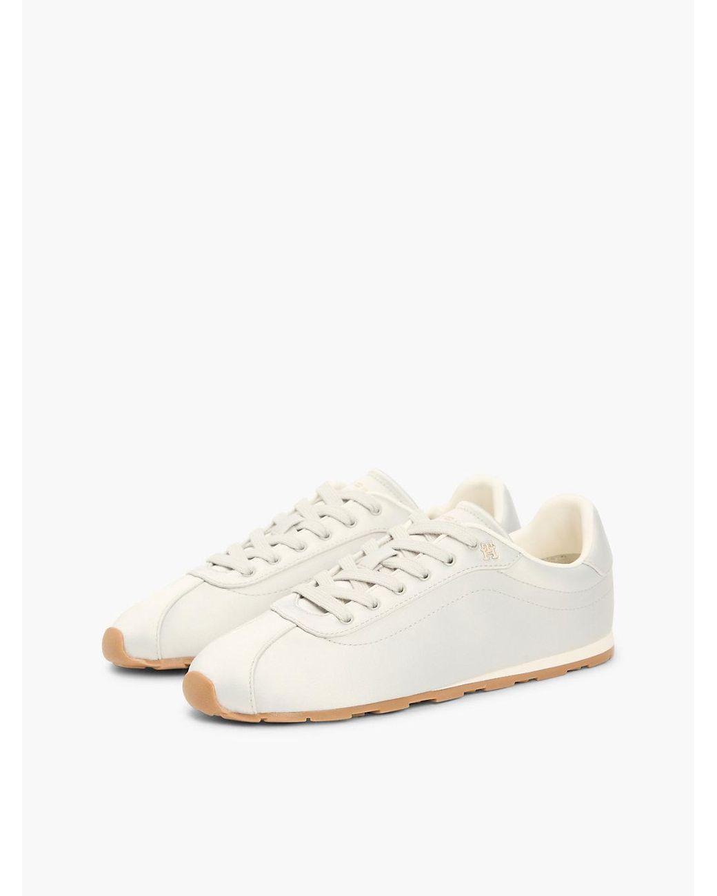 Tommy Hilfiger White Th Monogram Satin Trainers