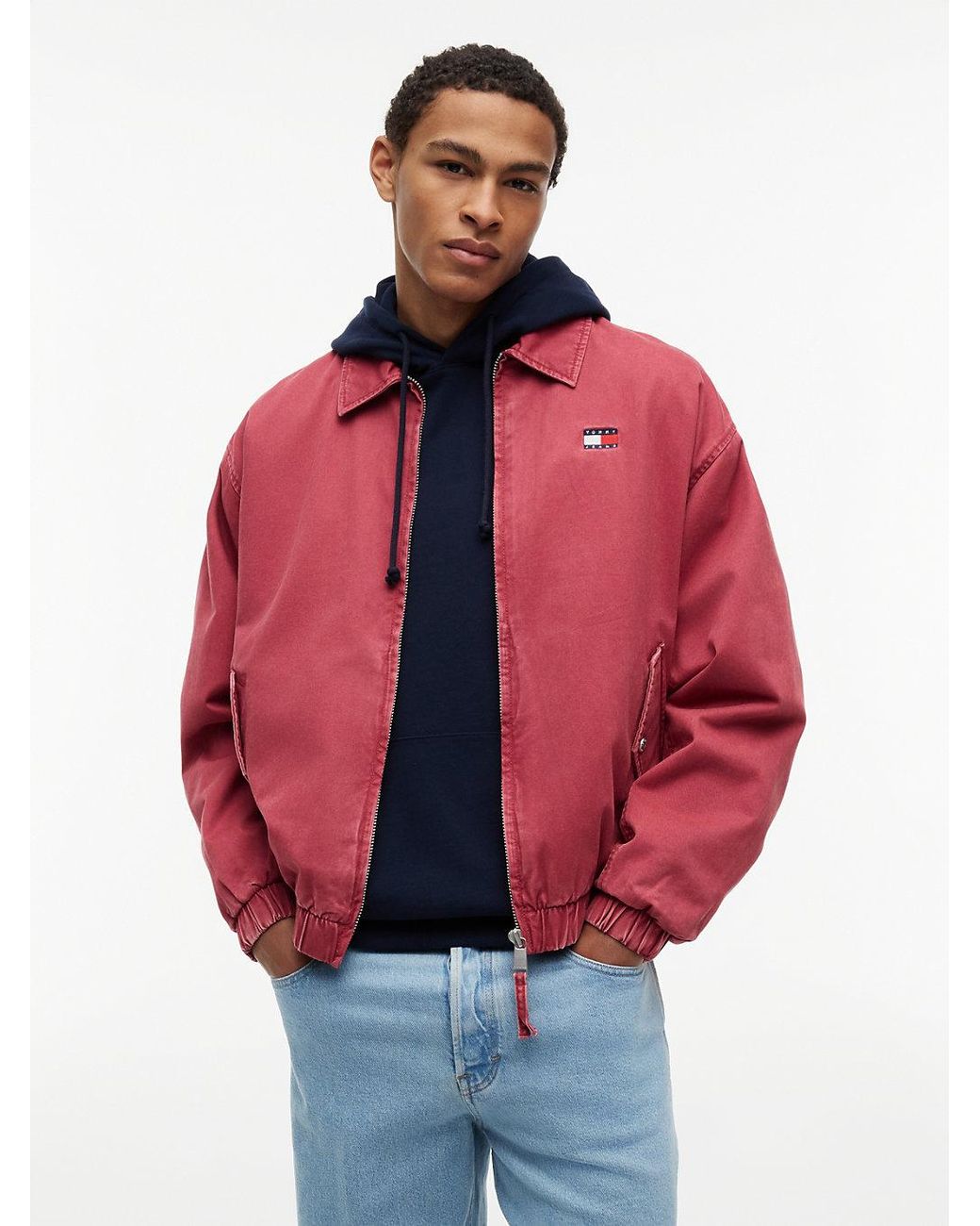 Tommy Hilfiger Red Washed Relaxed Harrington Jacket for men