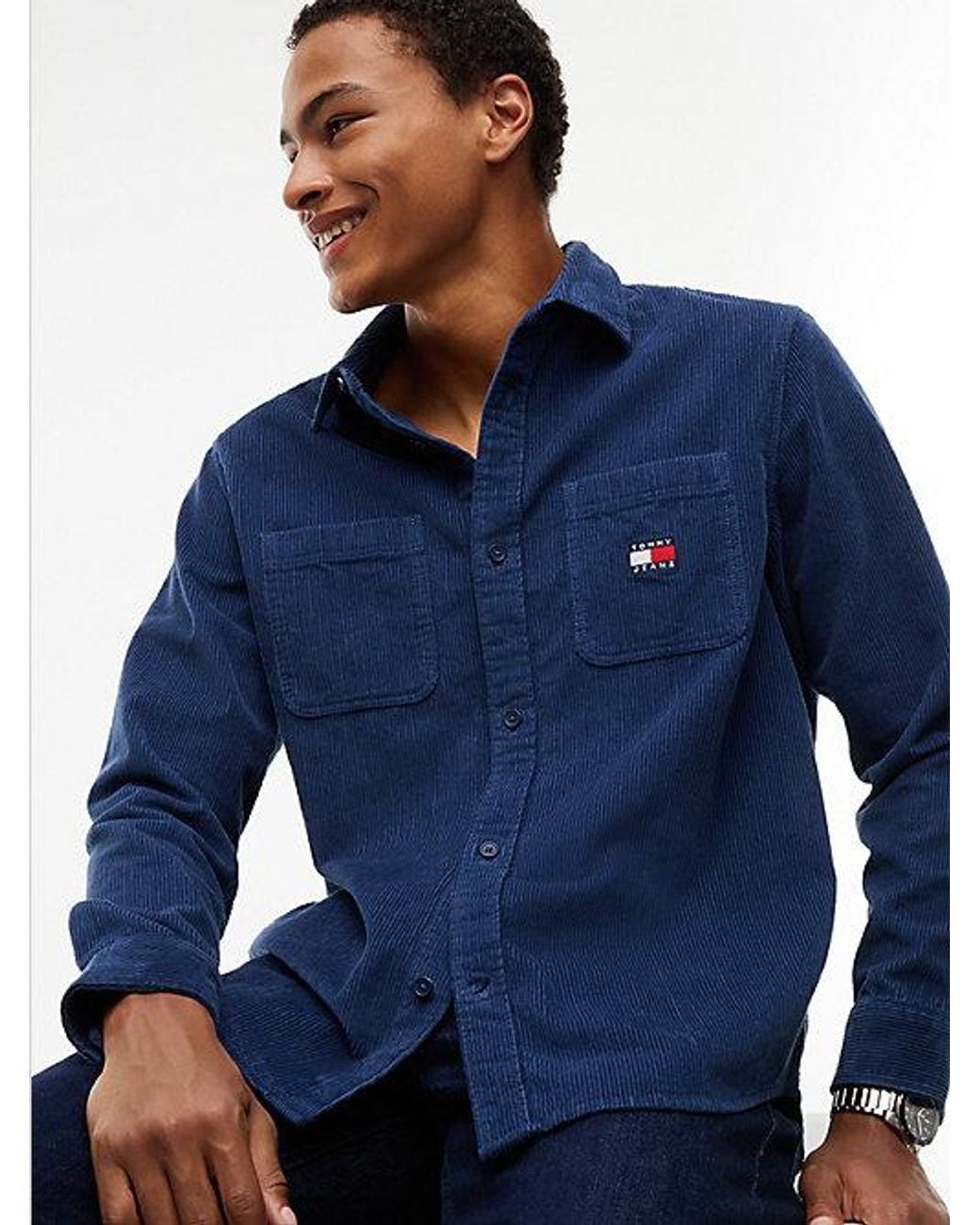 Tommy Hilfiger Blue Relaxed Fit Patch Pocket Corduroy Shirt for men