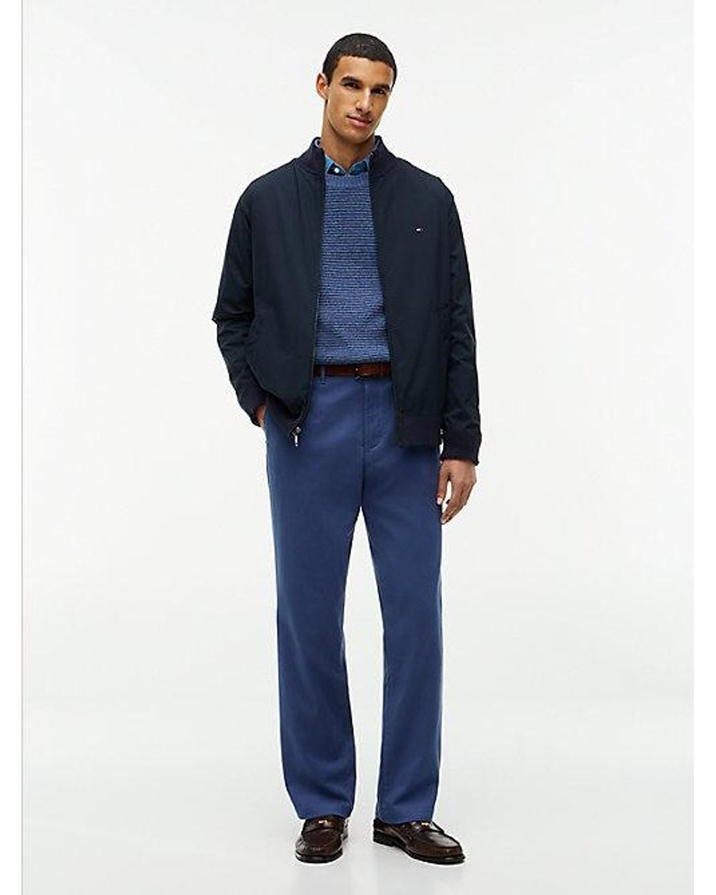 Tommy Hilfiger Blue Dover Regular Straight Open Structured Chinos for men
