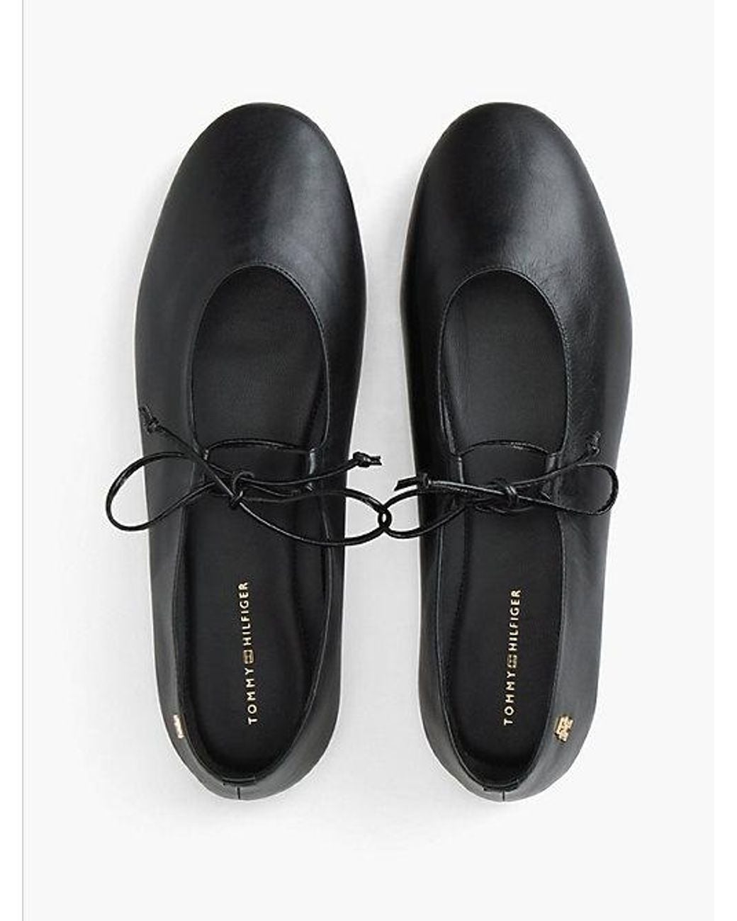 Tommy Hilfiger White Th Monogram Leather Lace Up Ballerinas