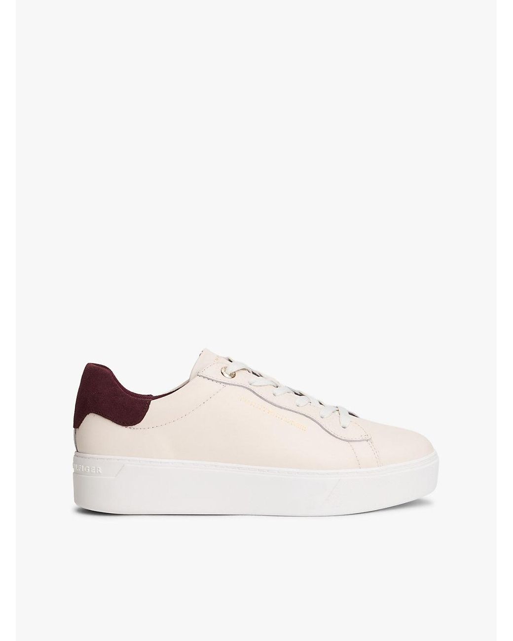 Tommy Hilfiger Natural Leather Cupsole Platform Trainers