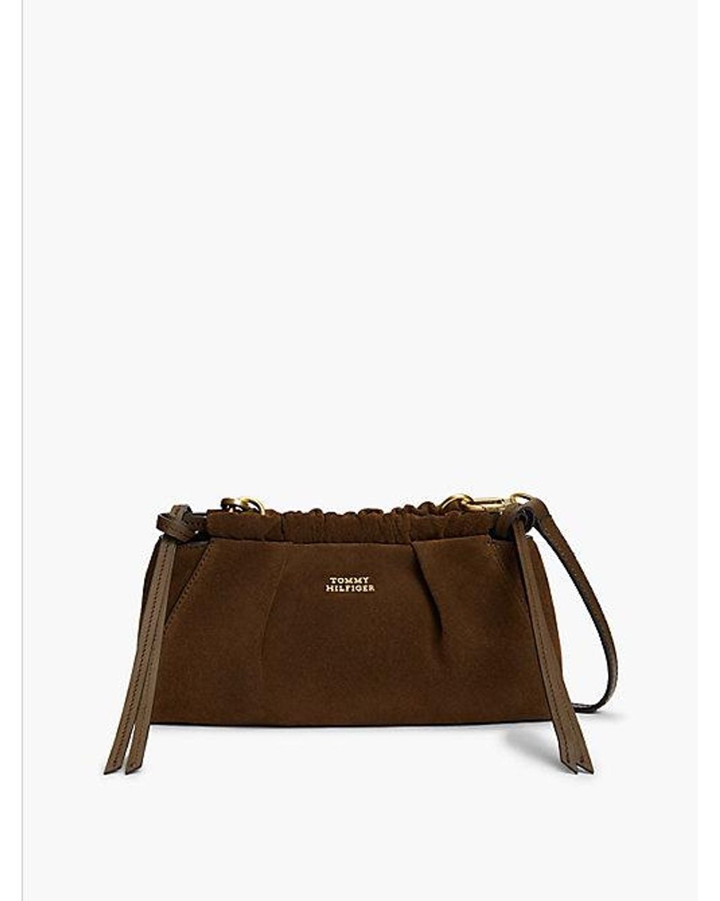 Tommy Hilfiger Brown Soft Suede Crossbody Bag