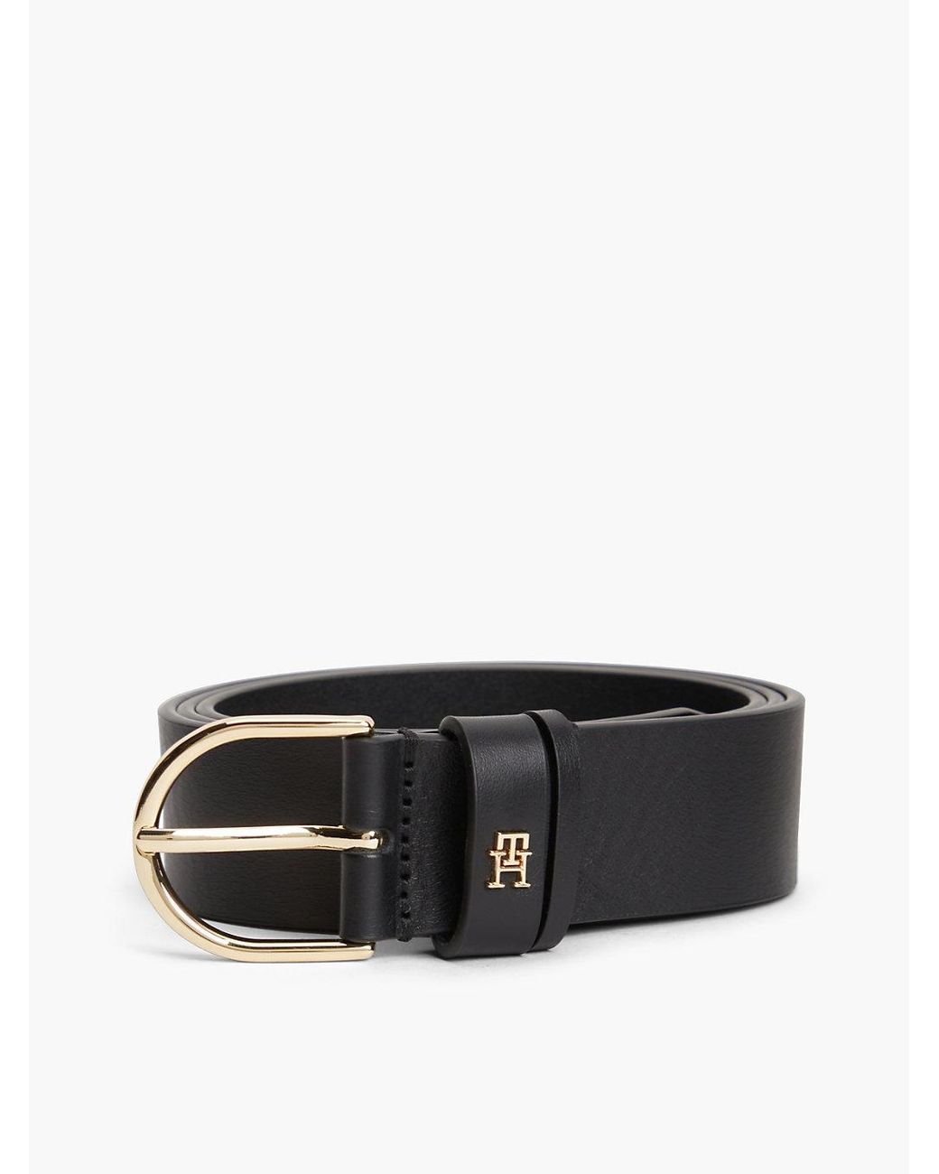 Tommy Hilfiger Black Essential Th Monogram Leather Belt
