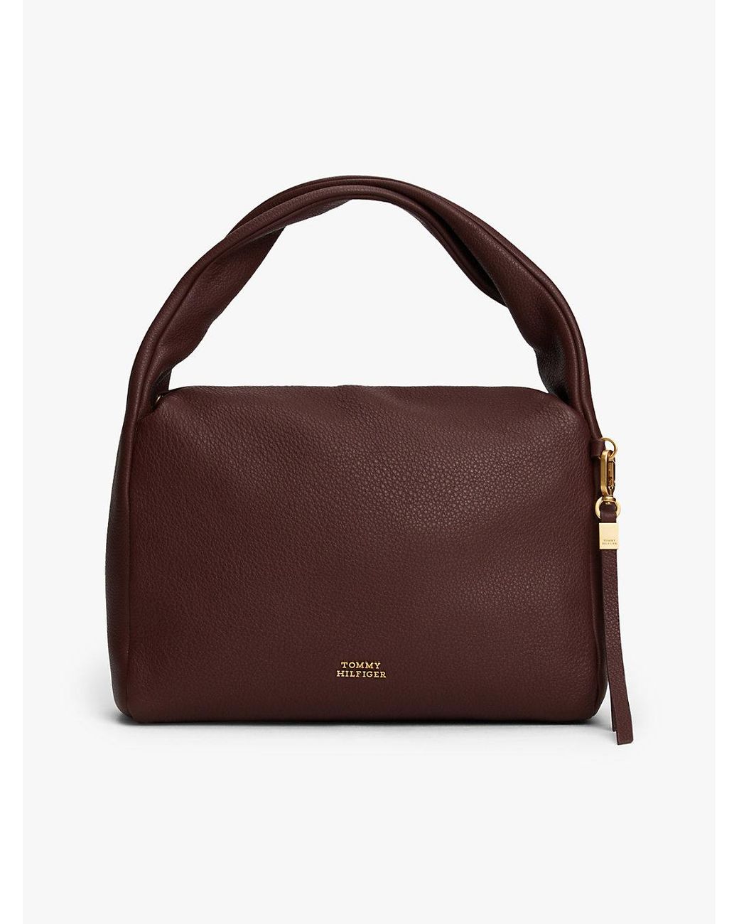 Tommy Hilfiger Brown City Leather Twist Handle Shoulder Bag