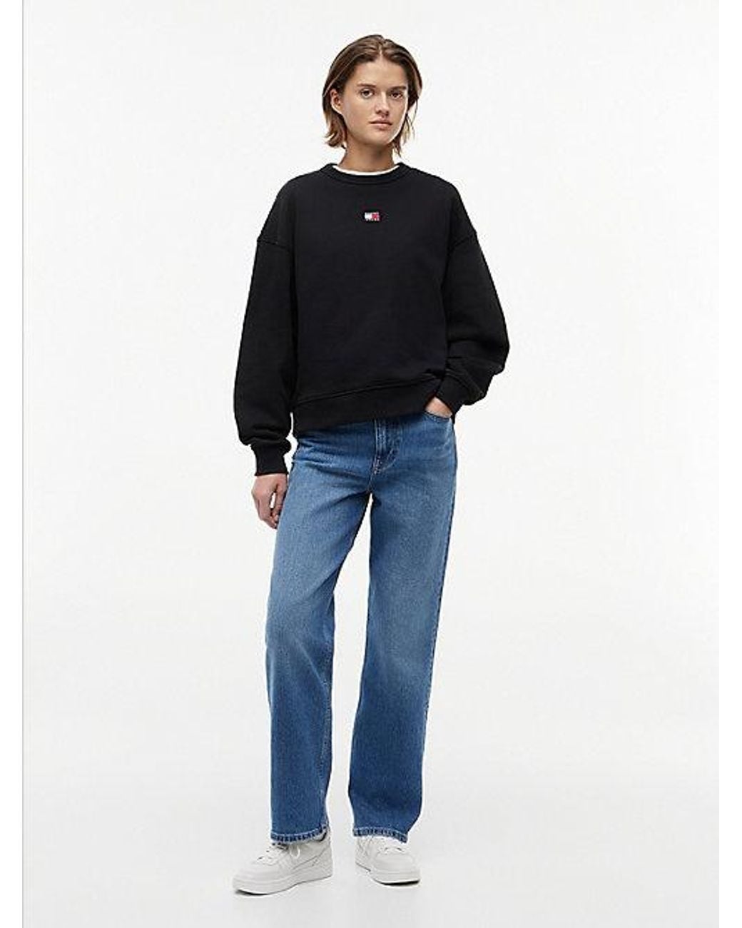 Tommy Hilfiger Black Tommy Jeans Tommy Badge Boxy Fleece Sweatshirt