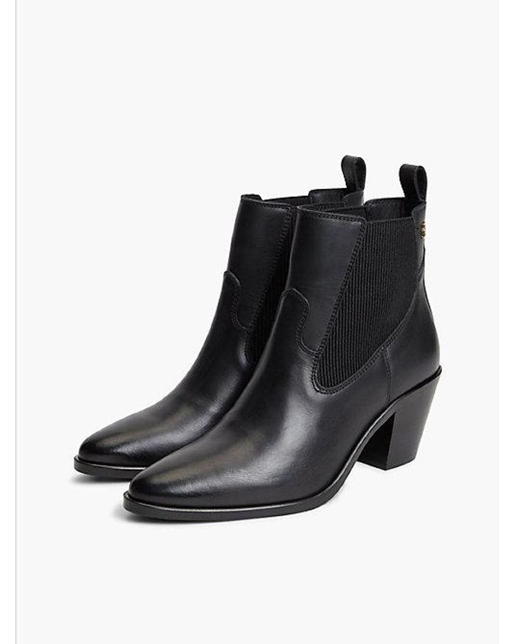Tommy Hilfiger Black Leather Western Chelsea Boots