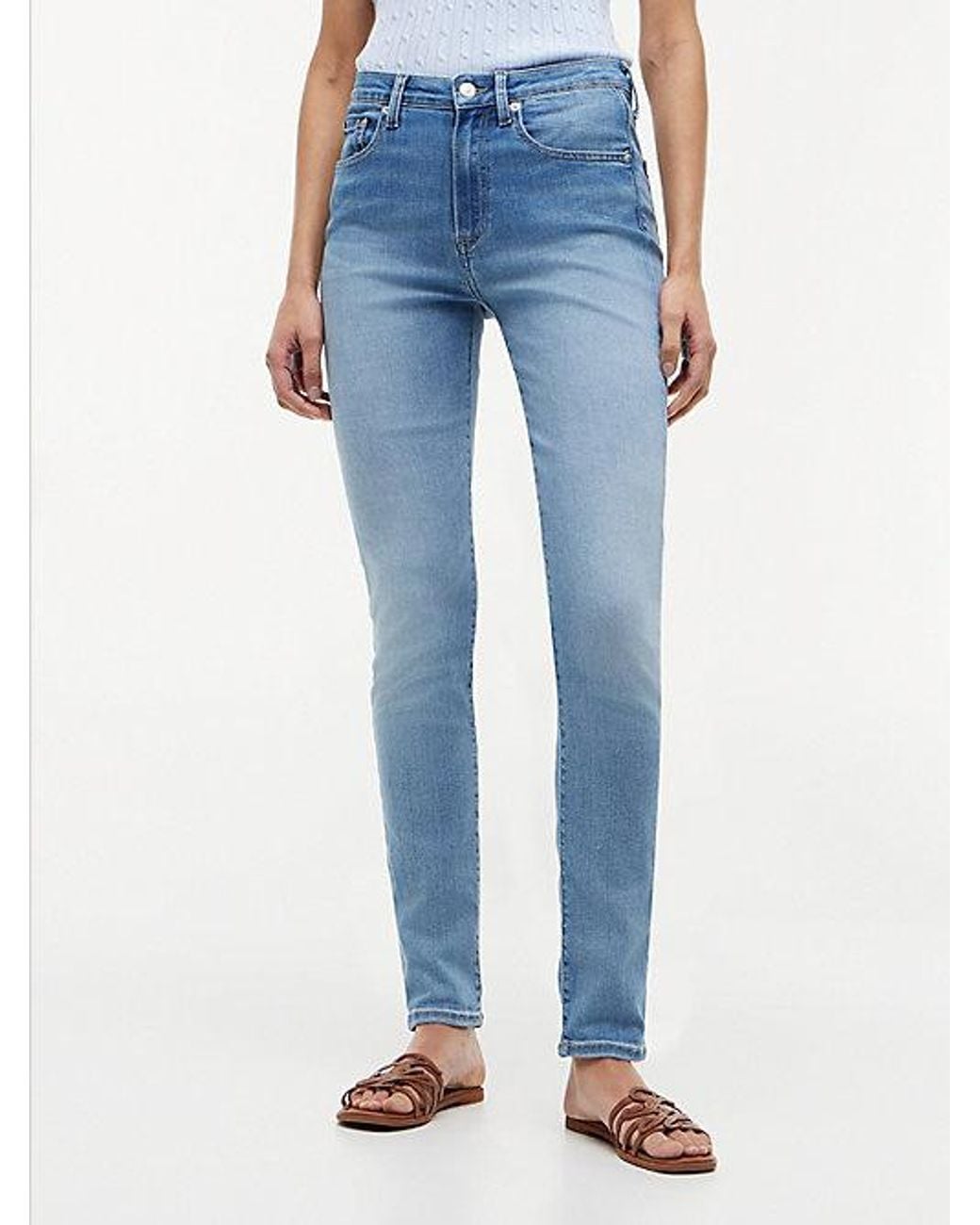 Tommy Hilfiger Blue Como Whiskered Mid Rise Skinny Jeans