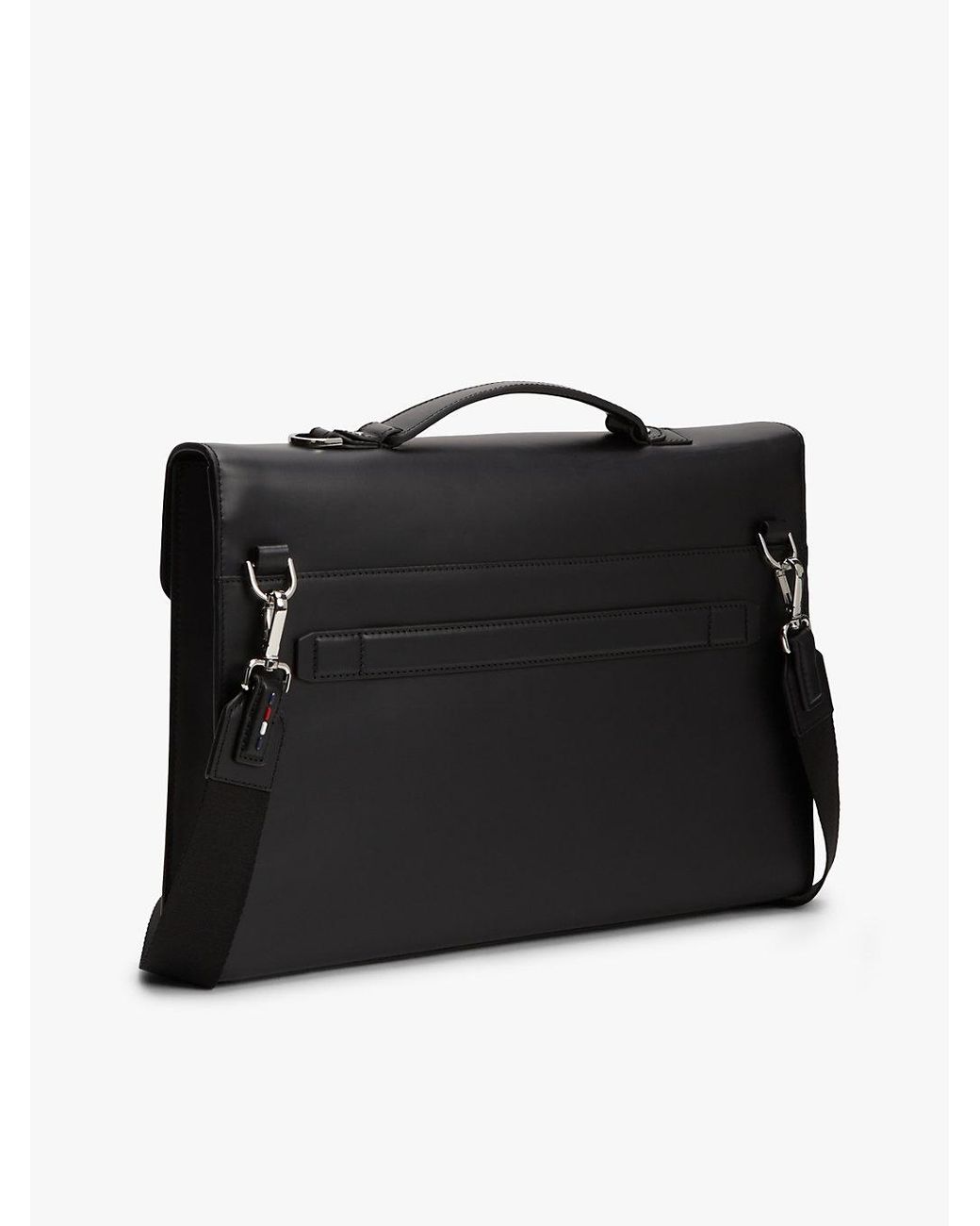 Tommy Hilfiger Black Th Business Leather Laptop Bag for men