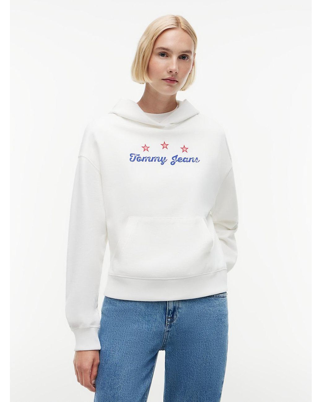 Tommy Hilfiger White Back Graphic Boxy Hoody