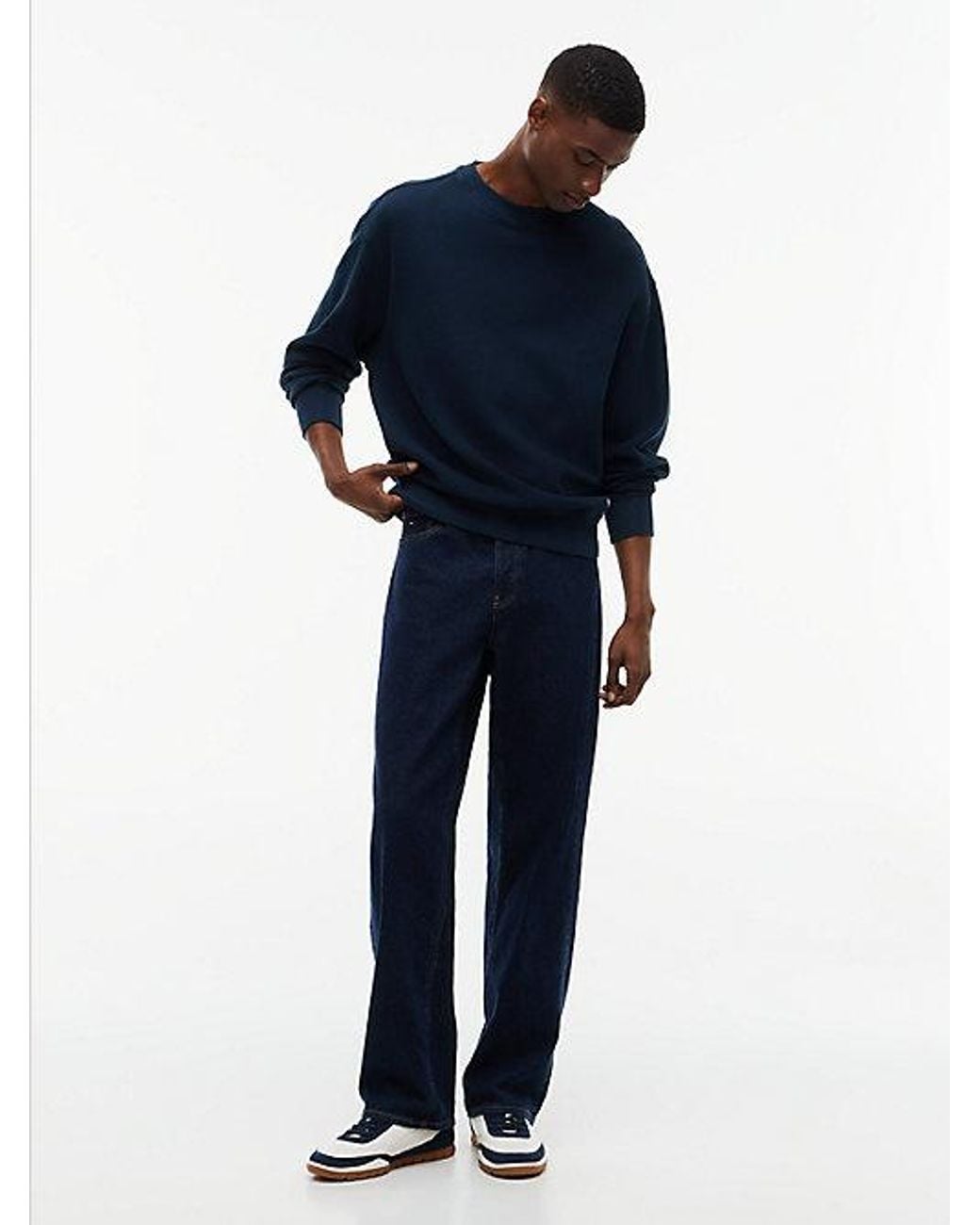 Tommy Hilfiger Blue Washed Waffle Knit Relaxed Sweatshirt for men