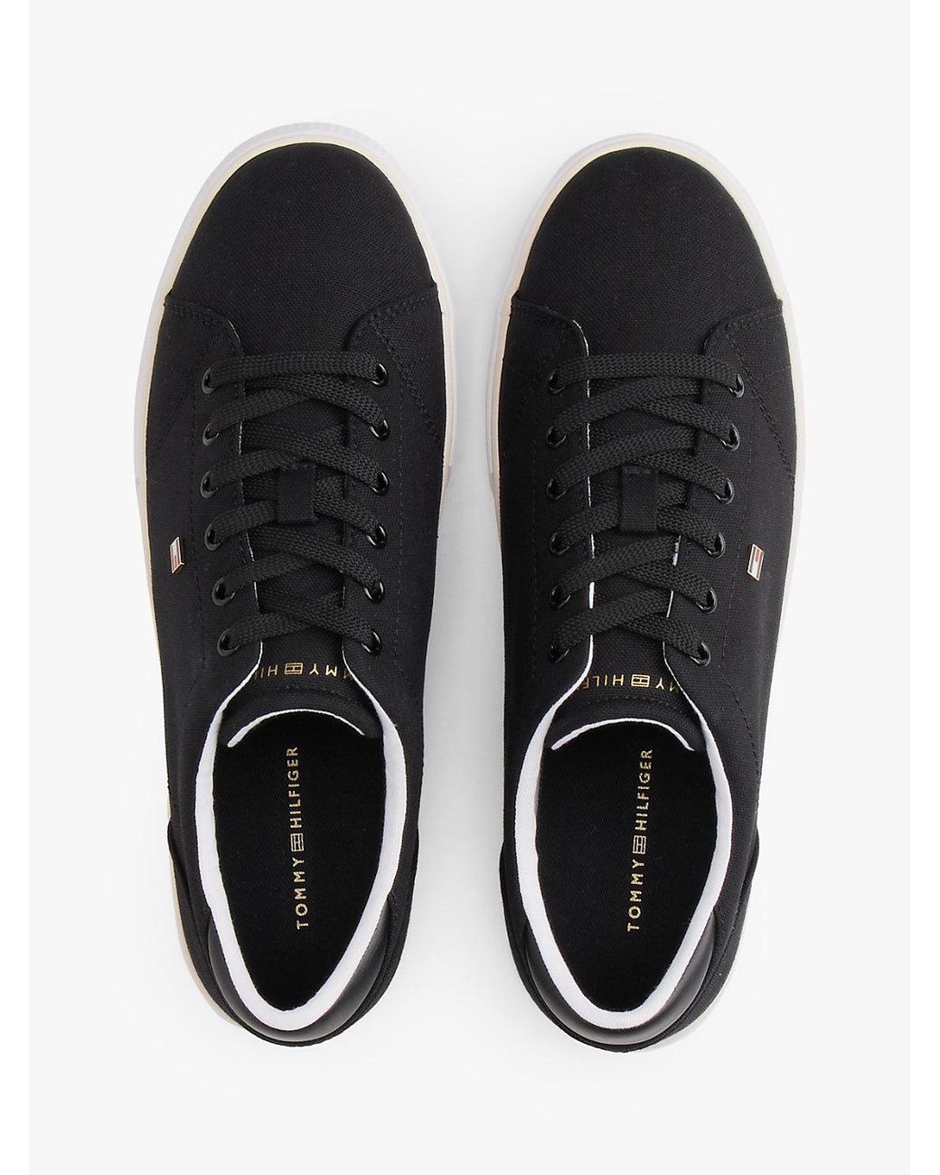 Tommy Hilfiger Black Low Profile Canvas Lace-Up Trainers