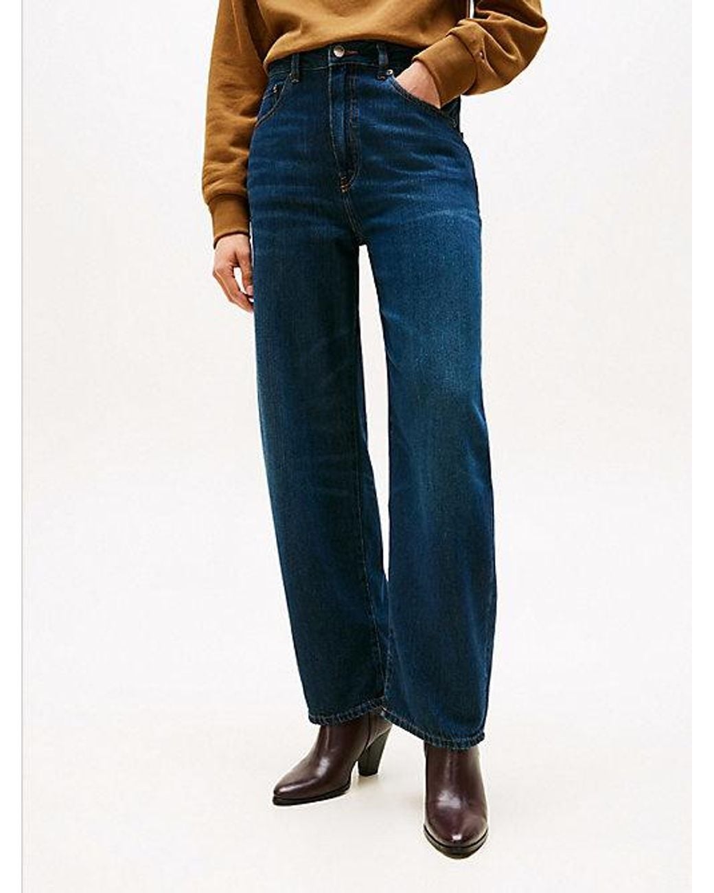 Tommy Hilfiger Blue Mid Rise Relaxed Barrel Leg Jeans