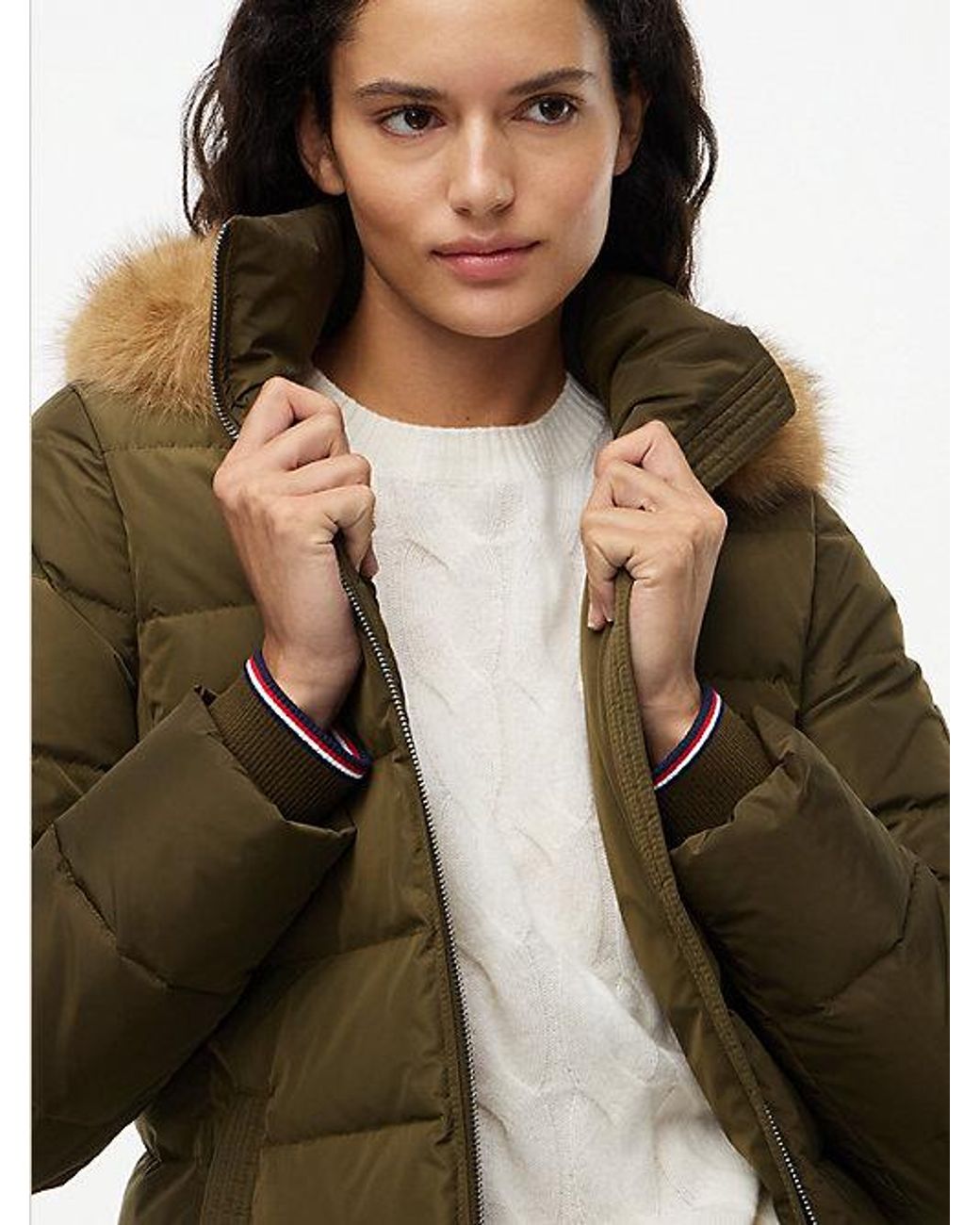 Tommy Hilfiger Multicolor Water Repellent Down Slim Hooded Coat
