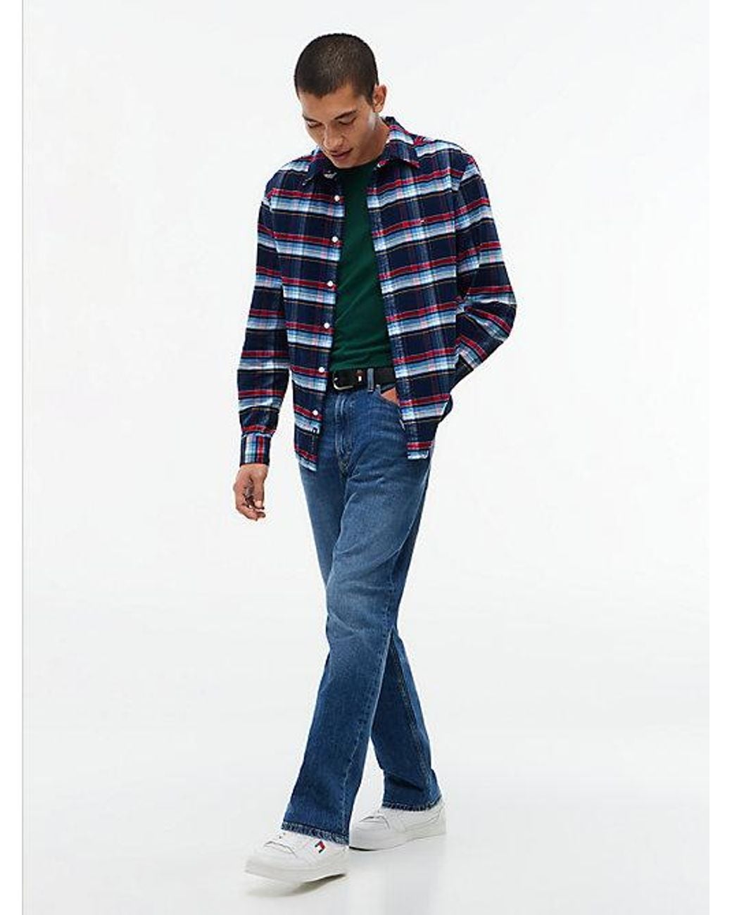 Tommy Hilfiger Blue Regular Fit Pattern Dobby Corduroy Shirt for men