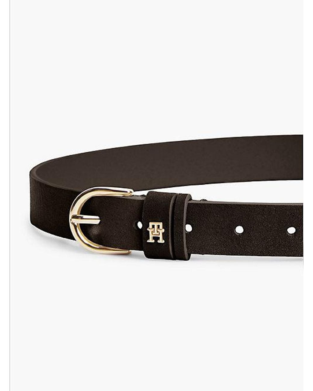 Tommy Hilfiger Black Essential Rounded Buckle Suede Belt