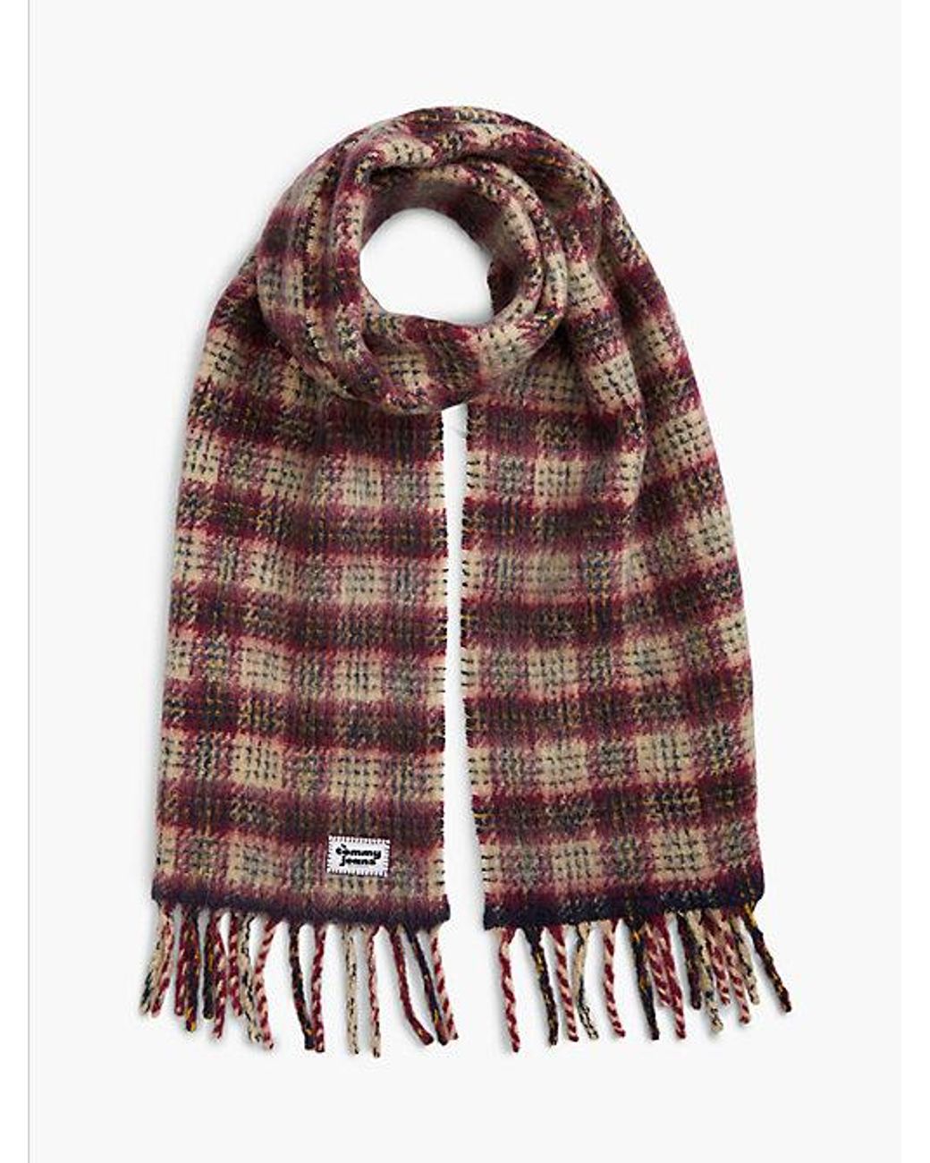 Tommy Hilfiger Red Tommy Jeans Wool Blend Logo Fringe Scarf