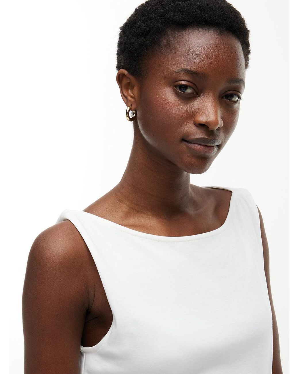 Tommy Hilfiger White Knot Interlock Knit Midi Dress