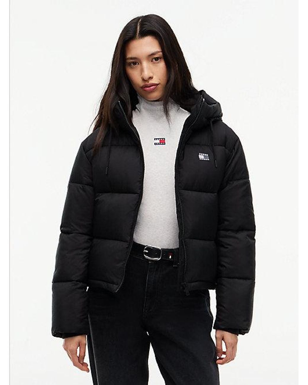 Tommy Hilfiger Black Tommy Jeans Ripstop Hooded Puffer Jacket