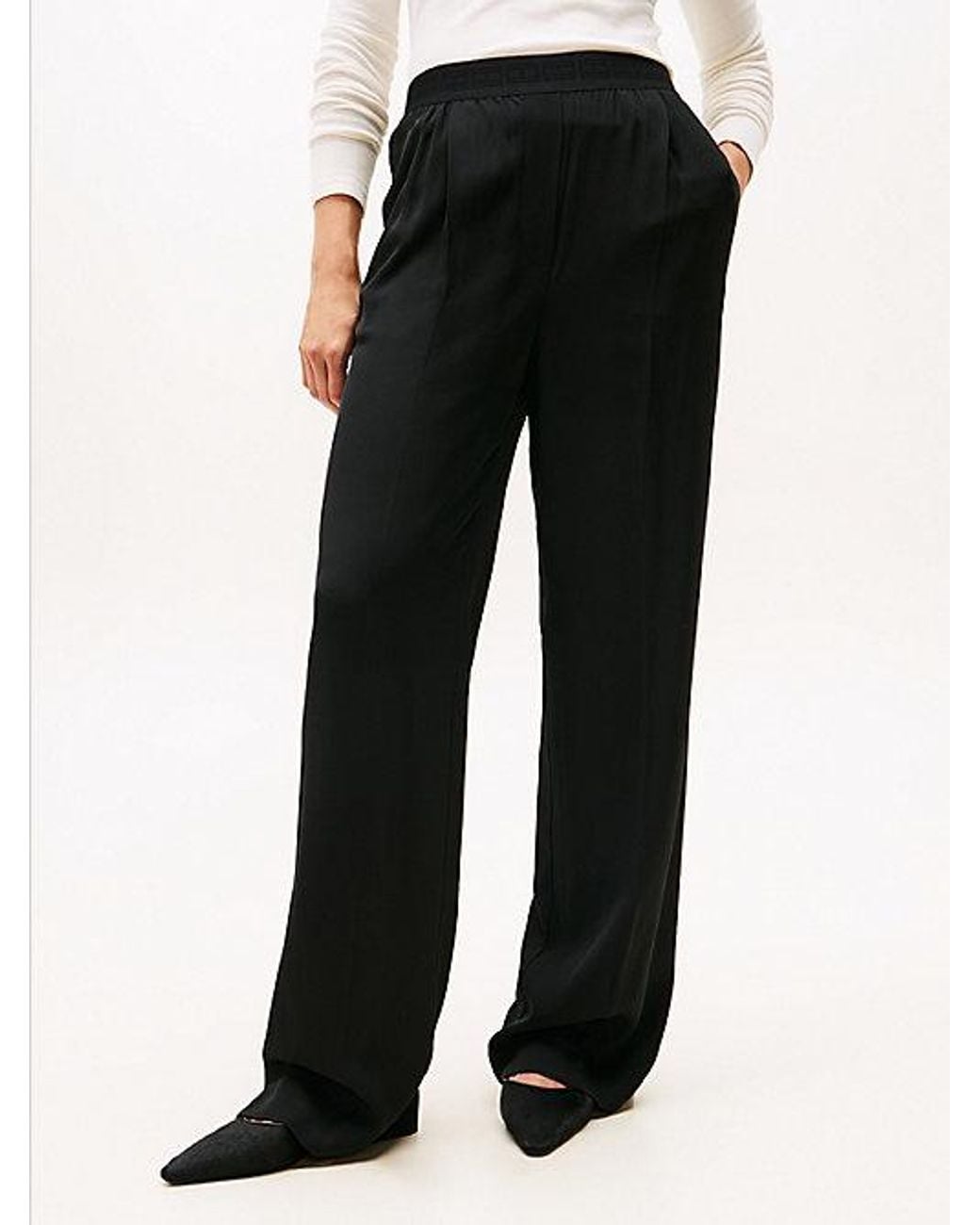 Tommy Hilfiger White Wide Leg Oversized Fit Trousers