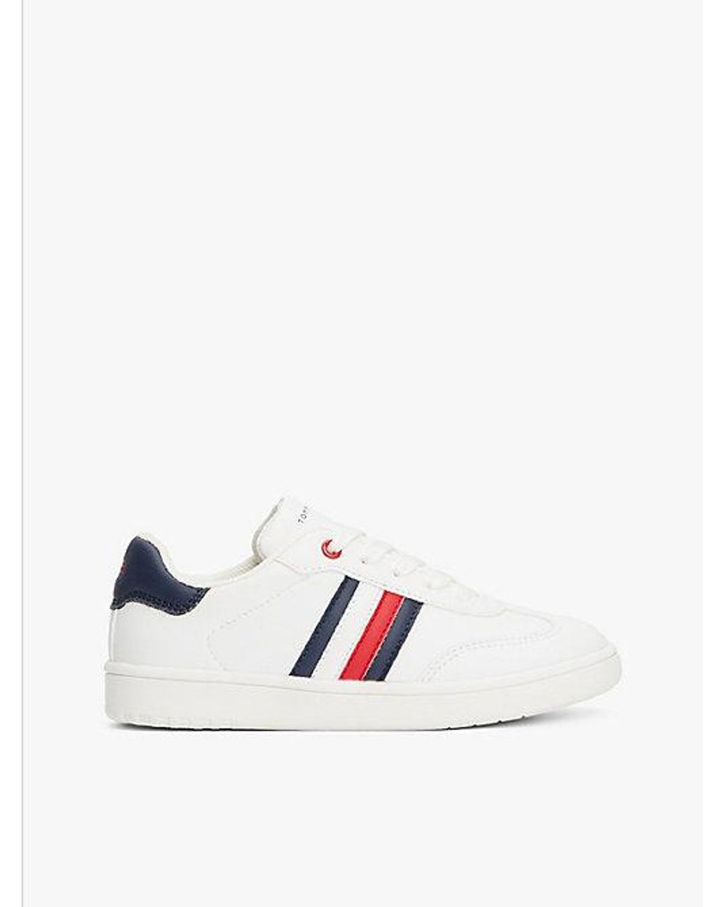Tommy Hilfiger White Flag Contrast Heel Trainers