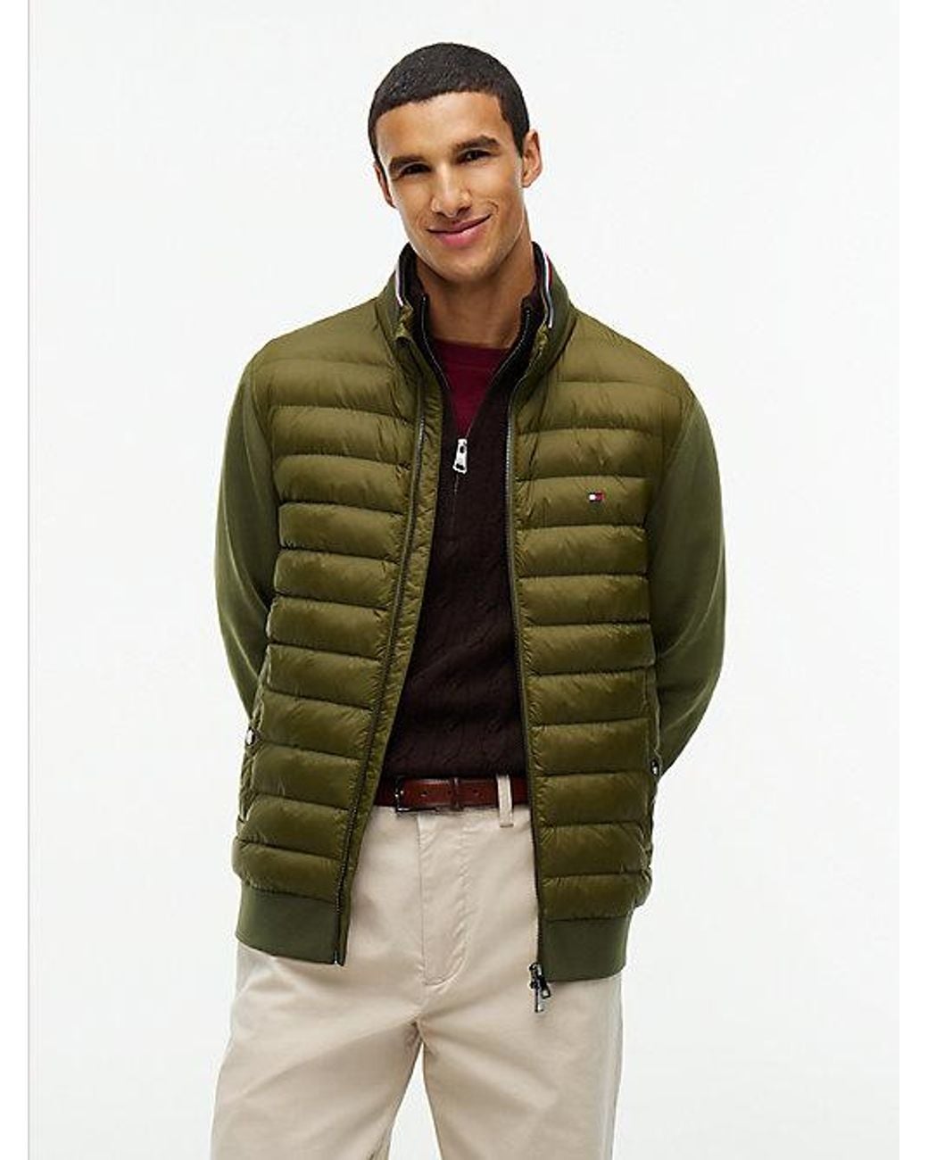 Tommy Hilfiger Green Intechno Knit Zip Thru Sweatshirt for men