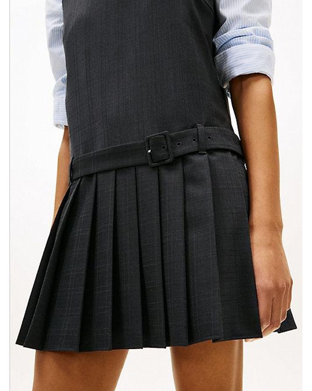 Tommy Hilfiger Black Check Wool Blend Mini Shift Dress