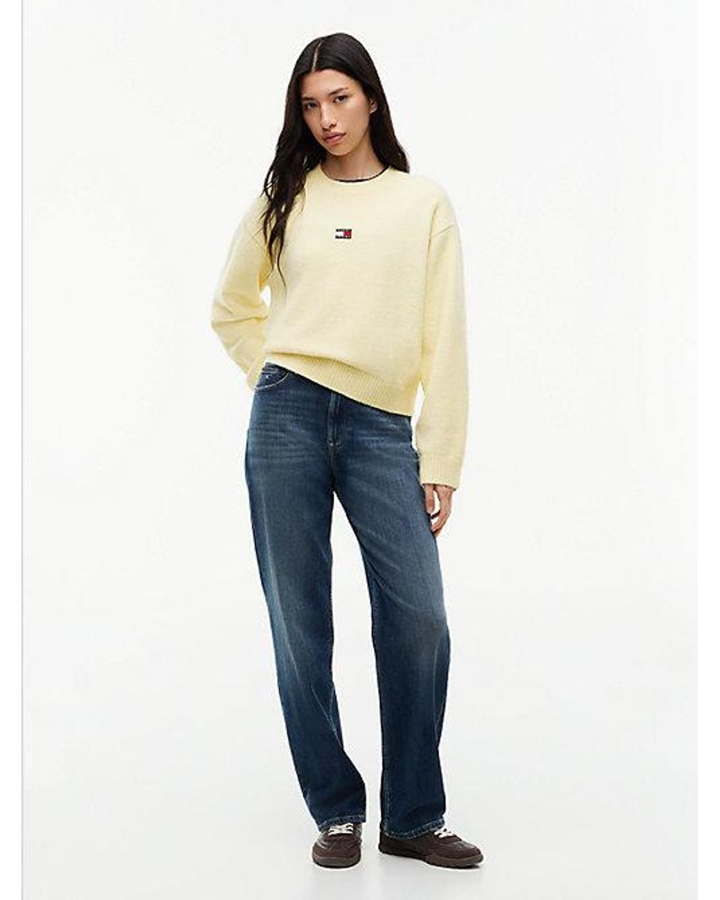 Tommy Hilfiger Natural Tommy Jeans Tommy Badge Fluffy Jumper With Alpaca