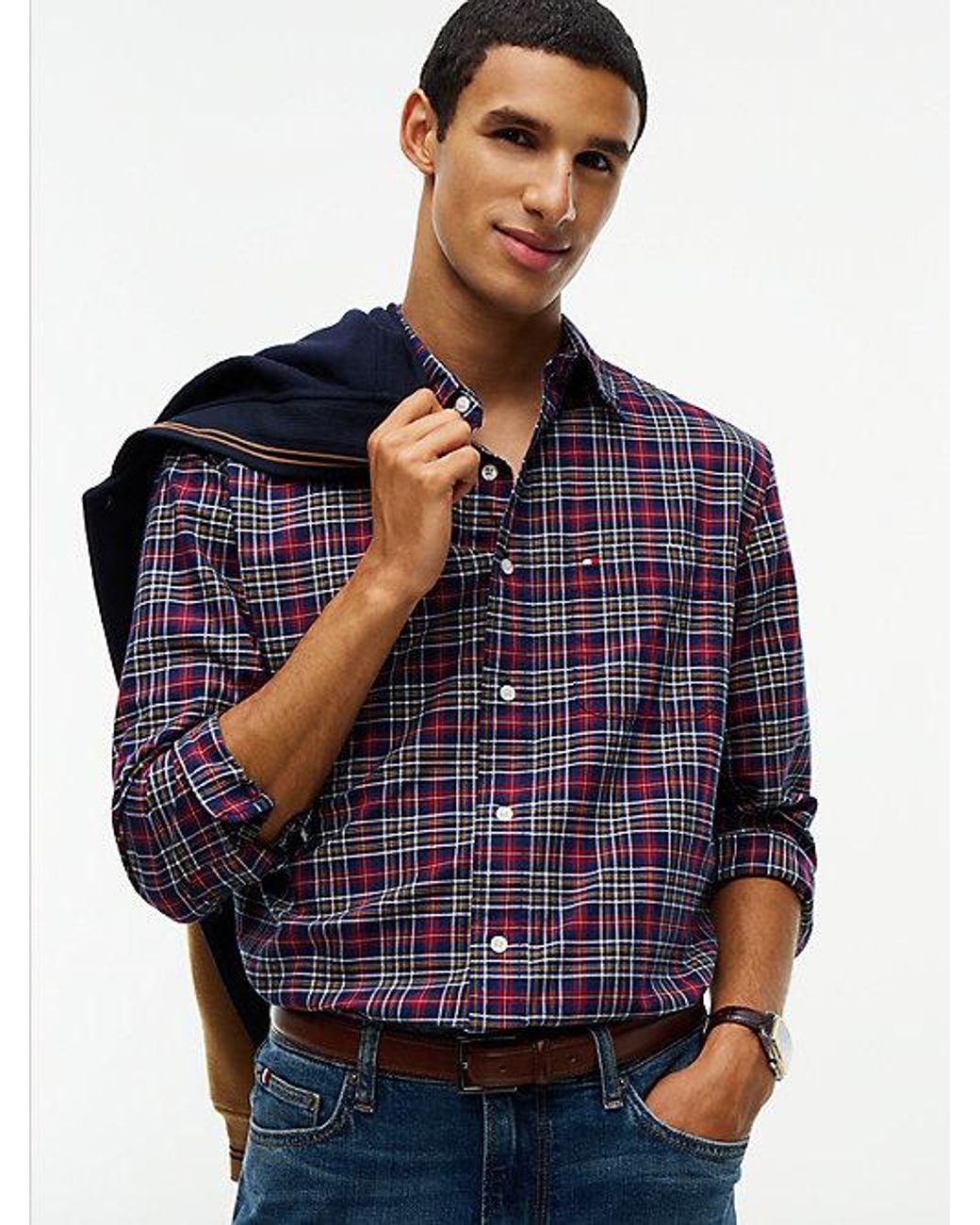 Tommy Hilfiger Blue Relaxed Fit Tartan Check Oxford Shirt for men