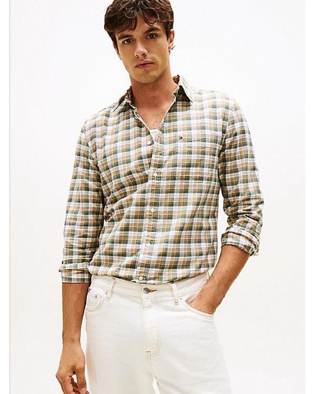 Tommy Hilfiger Gray Regular Fit Tartan Oxford Shirt for men