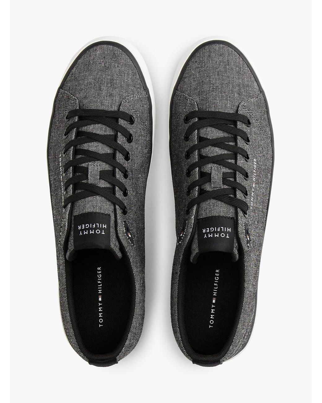 Tommy Hilfiger White Linen Chambray Jacquard Trainers for men