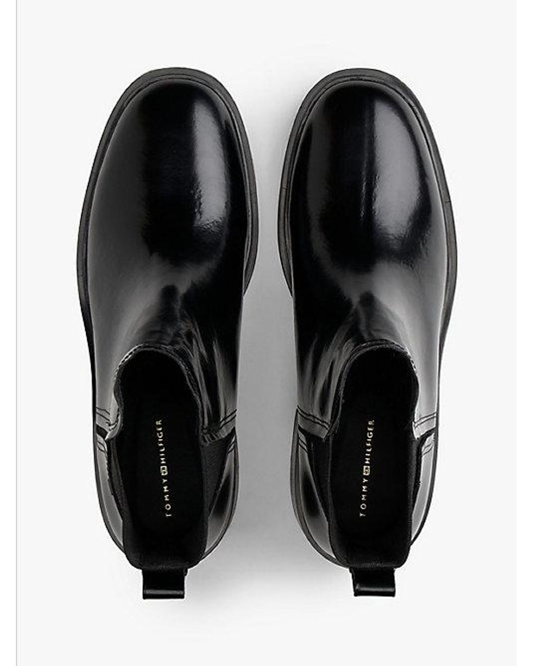 Tommy Hilfiger Black Leather Square Toe Chelsea Boots