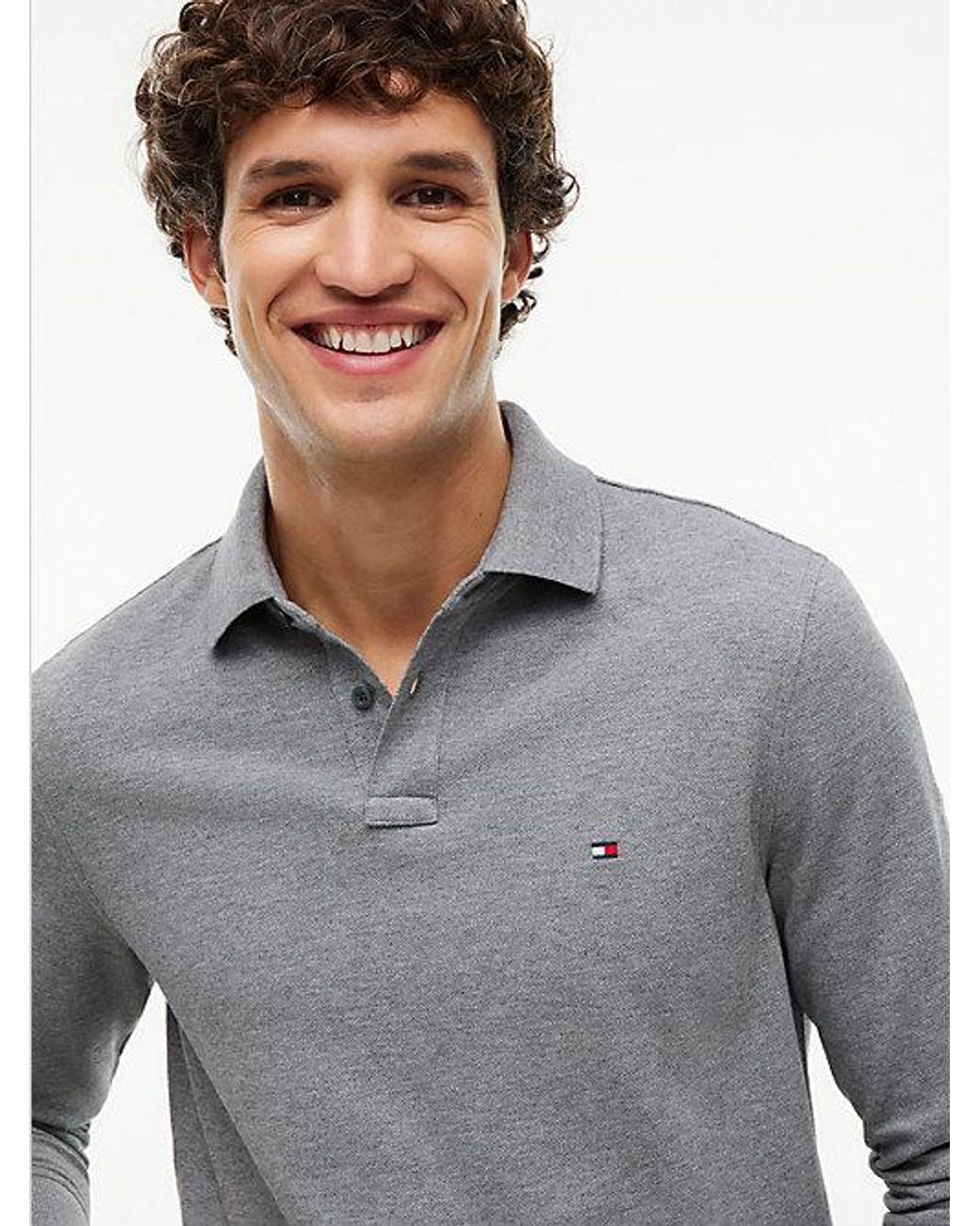 Tommy Hilfiger Gray 1985 Regular Fit Long Sleeve Polo Shirt for men