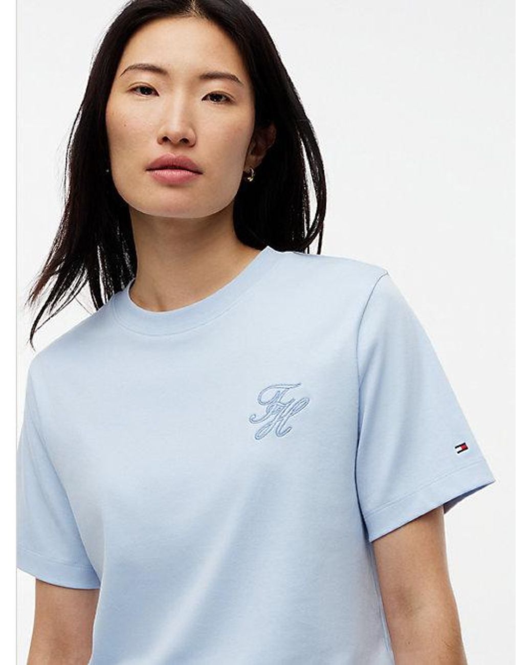 Tommy Hilfiger Blue Logo Interlock Knit Boxy T-Shirt
