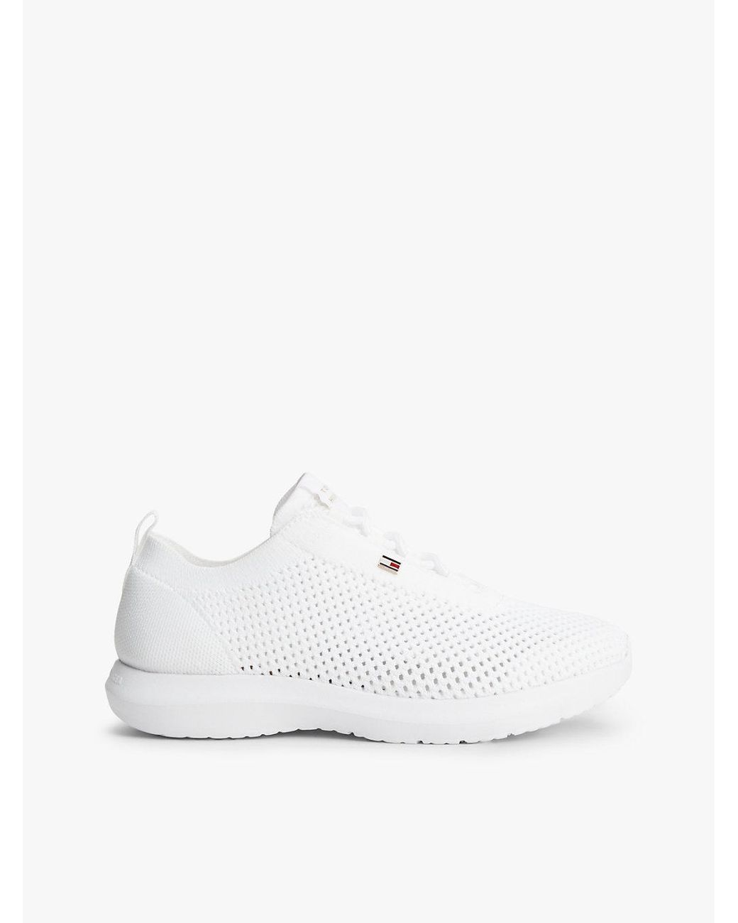 Tommy Hilfiger White Enamel Flag Knit Trainers