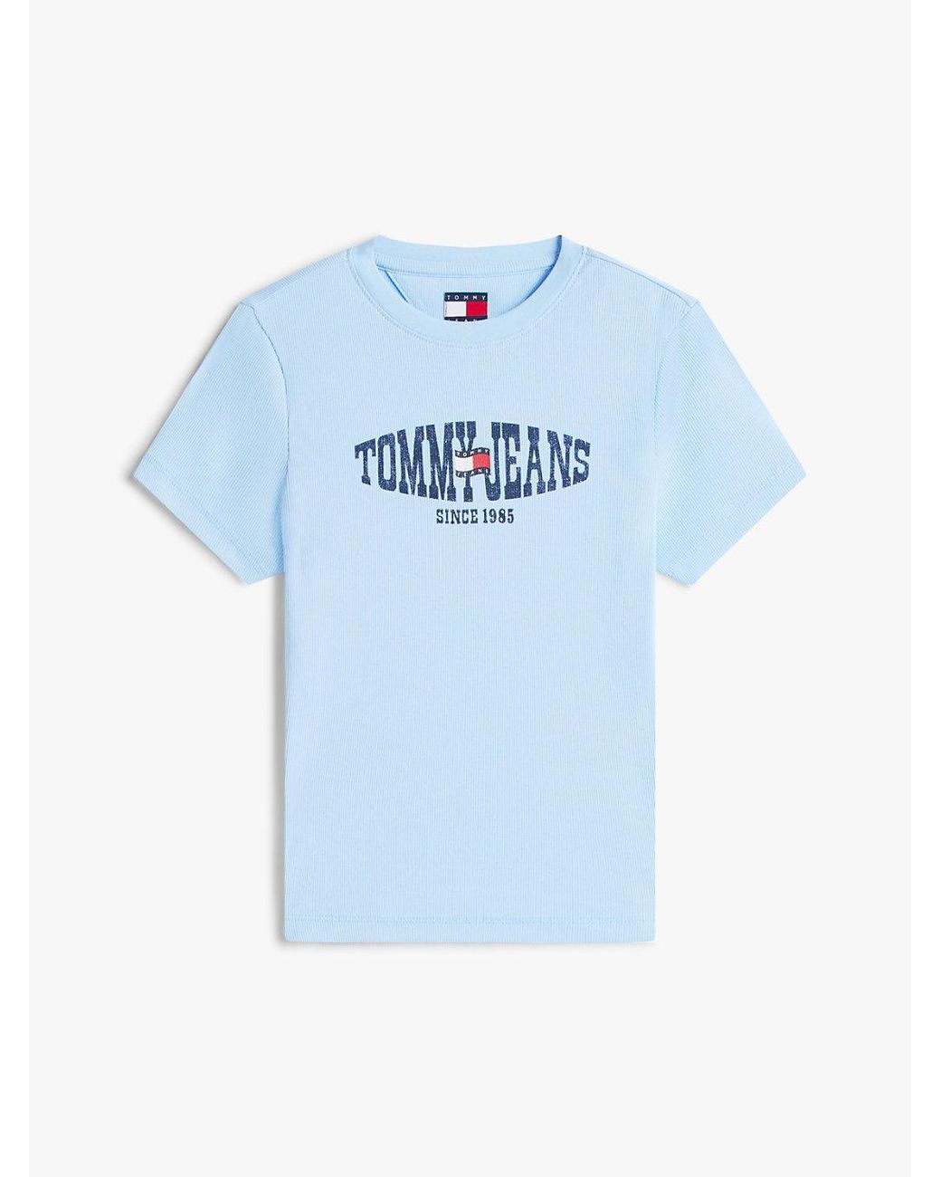 Tommy Hilfiger Blue Wavy Flag Ribbed Slim T-Shirt