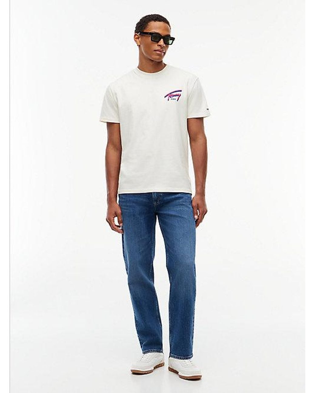 Tommy Hilfiger White Tommy Jeans Signature Back Logo Jersey T-Shirt for men
