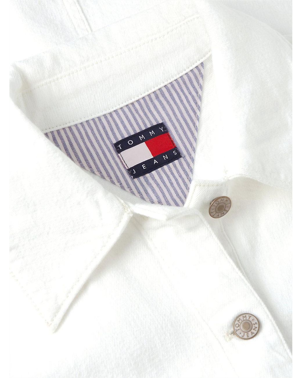 Tommy Hilfiger White Textured Twill A-Line Mini Shirt Dress