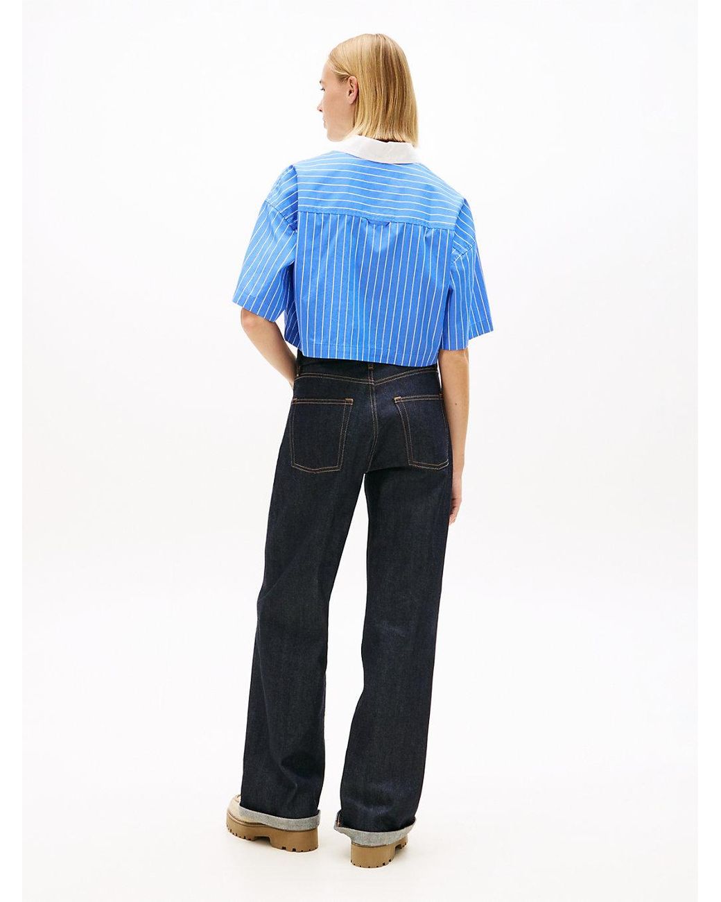 Tommy Hilfiger Blue Relaxed Fit Popover Short Sleeve Shirt