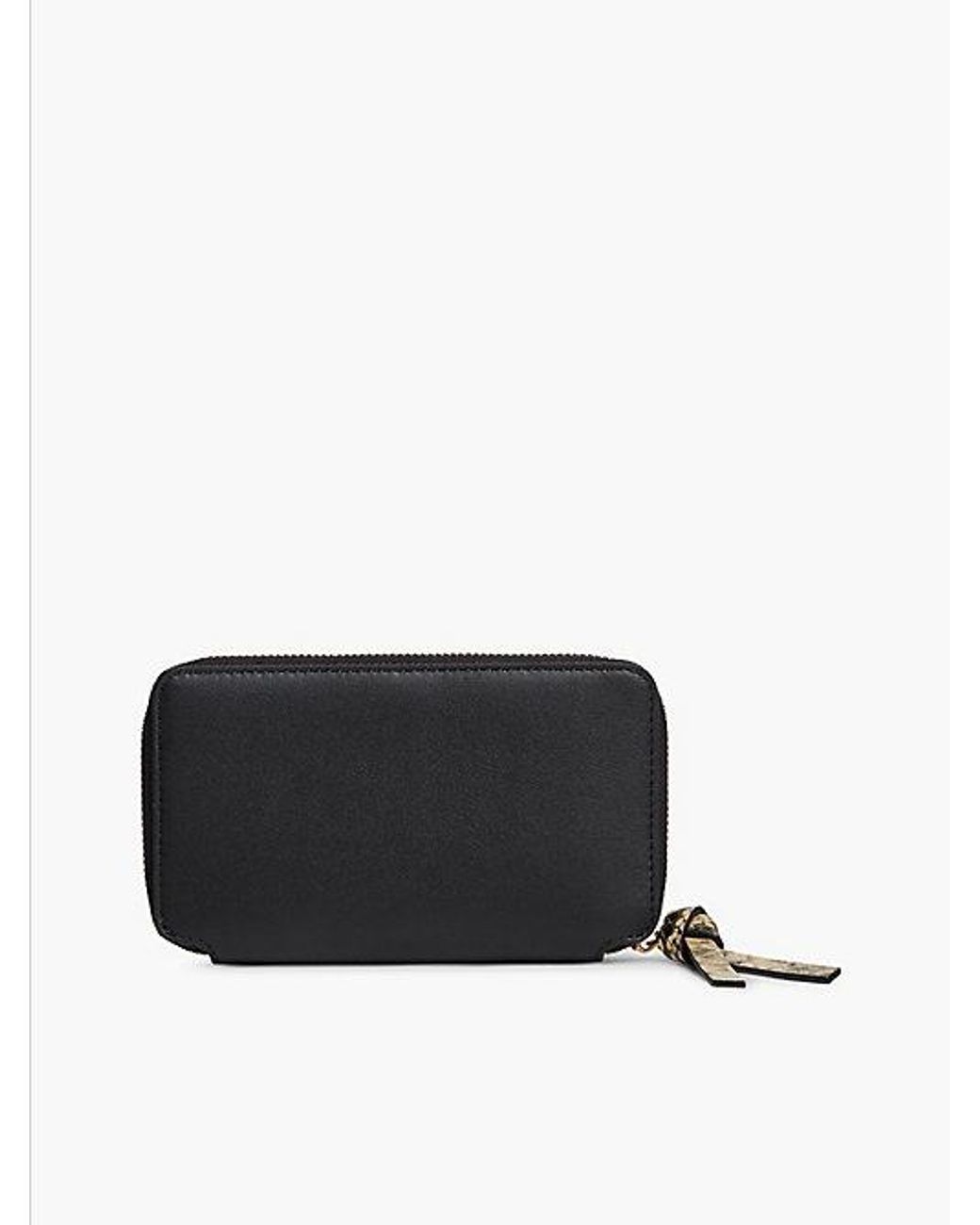 Tommy Hilfiger Black Leather Metal Logo Zip Around Wallet
