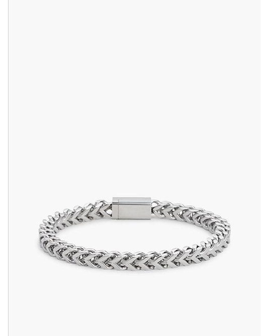 Tommy Hilfiger White Tommy Jeans Stainless Steel Braided Chain Bracelet for men