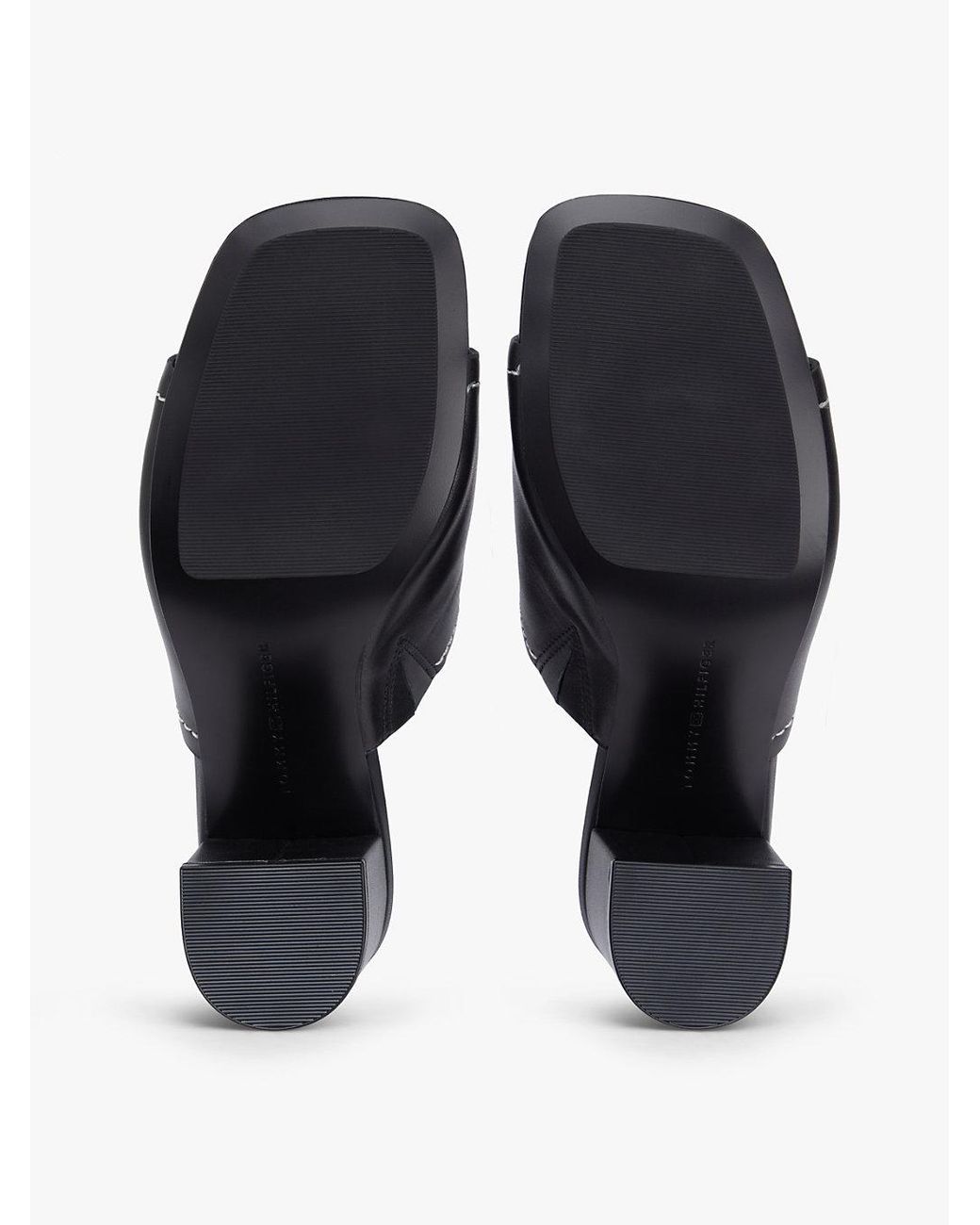 Tommy Hilfiger White Th Monogram Leather Block Heel Mules