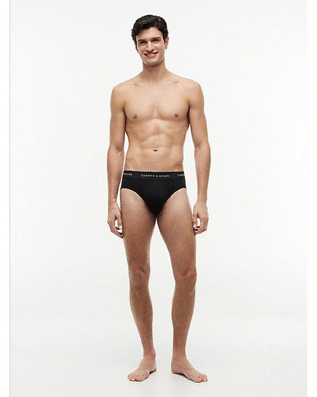 Tommy Hilfiger Black 3 Pack Signature Repeat Logo Waistband Briefs for men