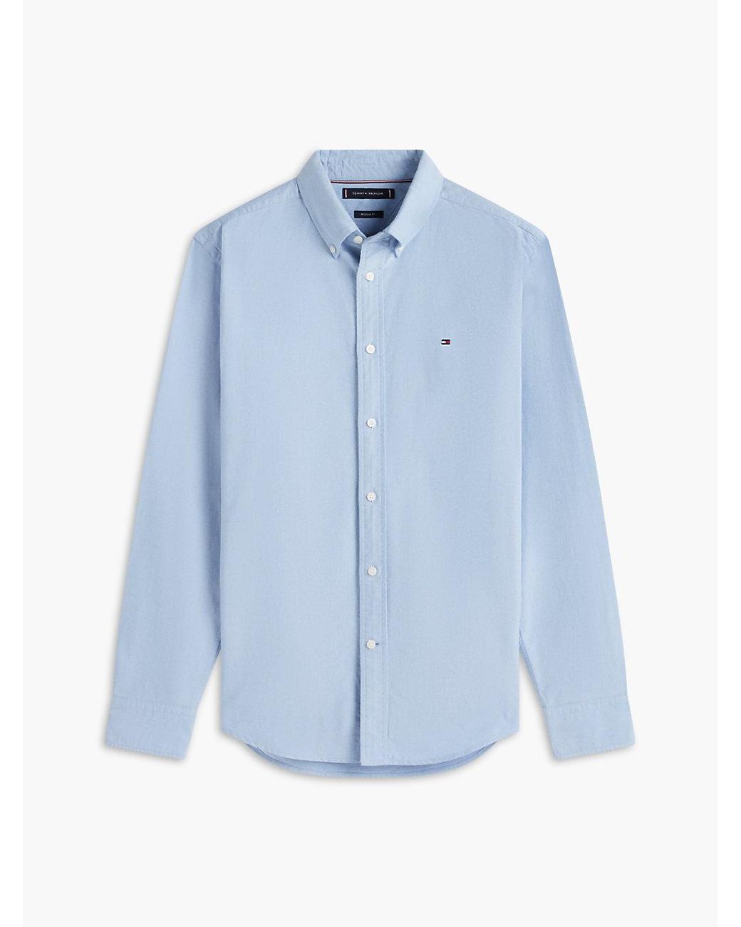 Tommy Hilfiger Blue Heritage Oxford Solid Regular Long Sleeve Shirts,preppy Navy/desert Sky Solid Xx-large for men