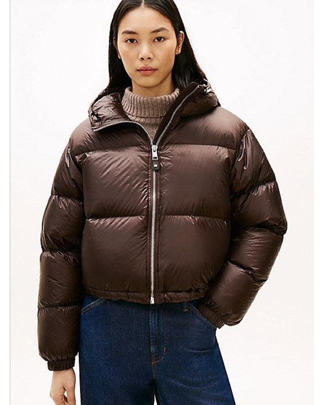 Tommy Hilfiger Brown Ultra Lightweight Down Ripstop Puffer Jacket