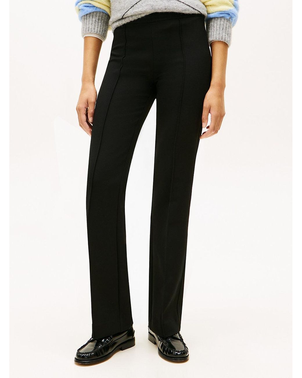 Tommy Hilfiger White Pressed Crease Kick Flare Trousers
