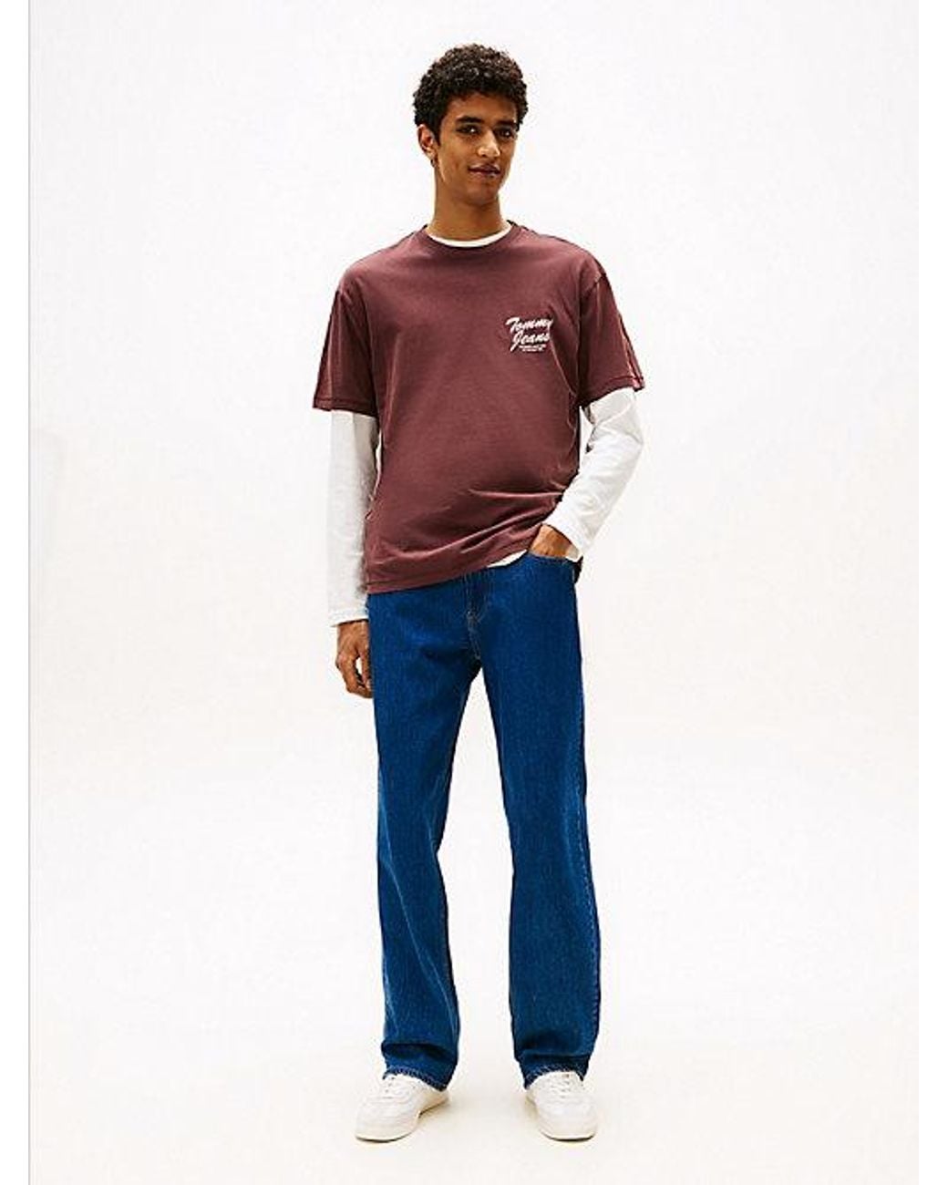 Tommy Hilfiger Red Back Graphic Relaxed Crew Neck T-Shirt for men