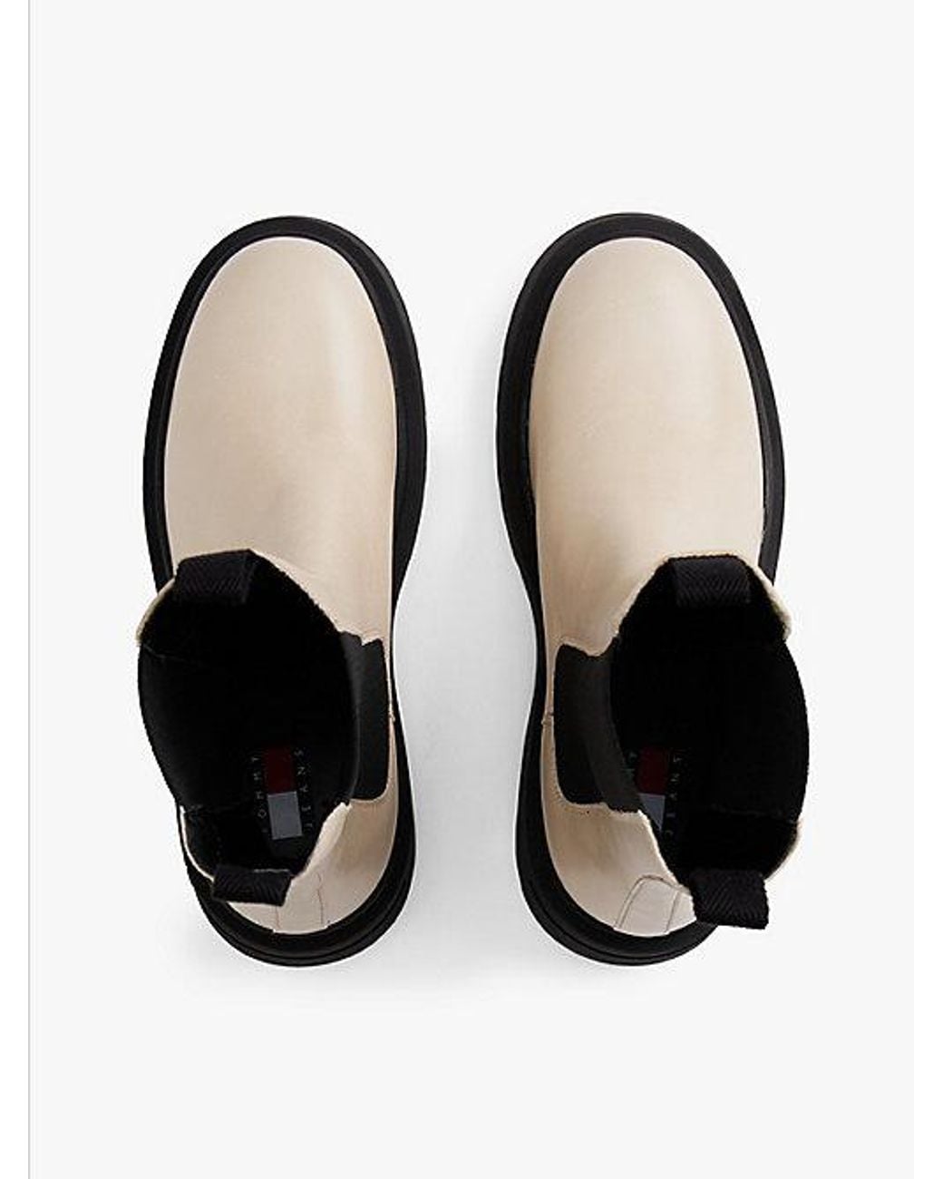 Tommy Hilfiger White Leather Cleat Chelsea Boots
